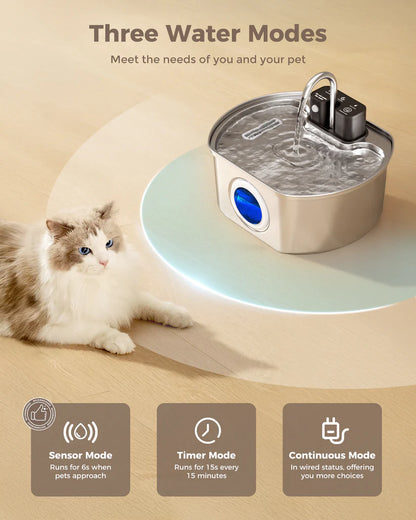 Stainless Steel Powered Cat Water Fountain